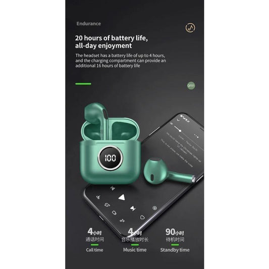 Bluetooth Earbuds Green 20Hr Battery IPX4 Waterproof