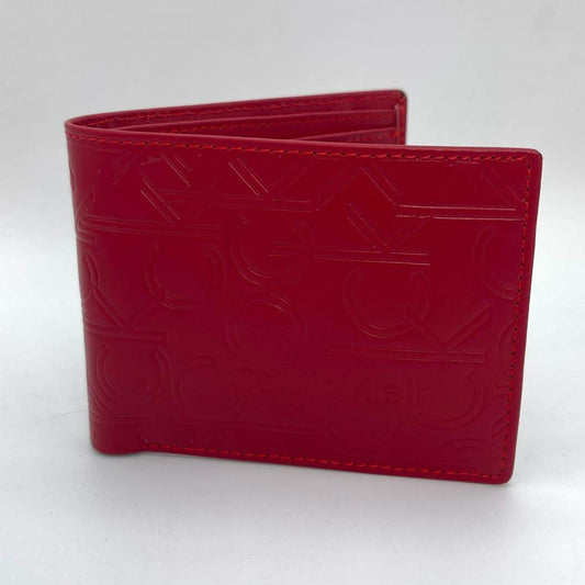 Men's Red Leather Bifold Wallet with 6 Card Slots